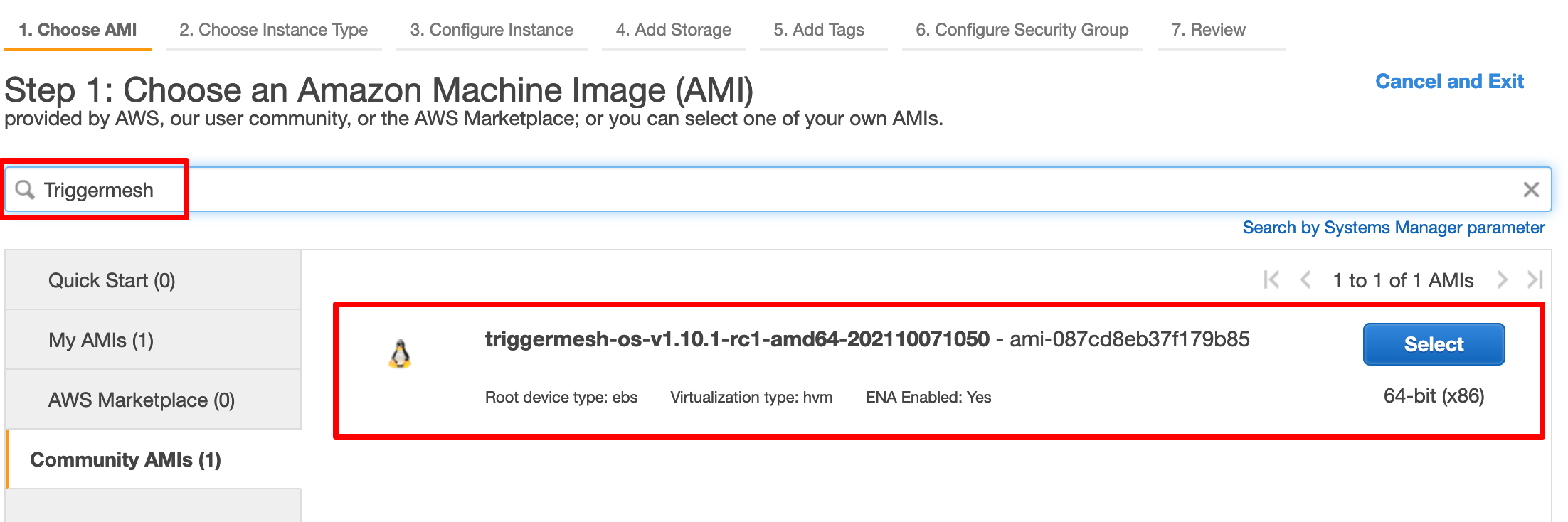 TriggerMesh AMI Search