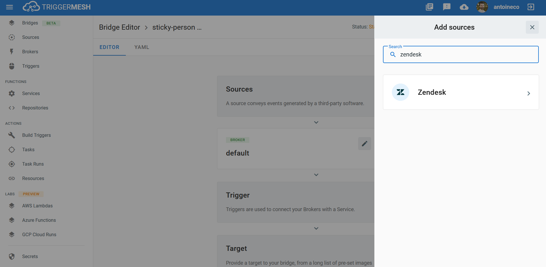 Adding a Zendesk source