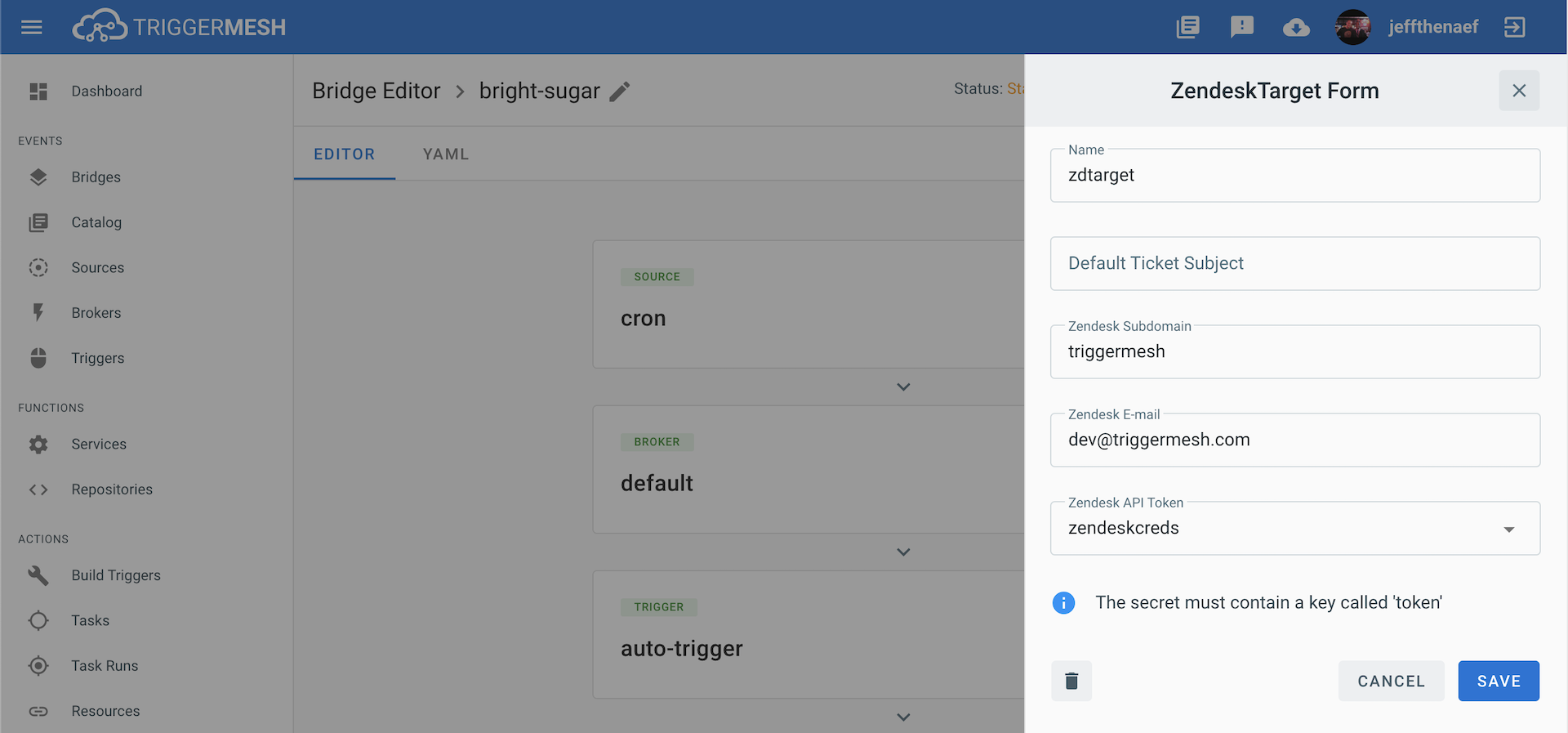 Zendesk Target form