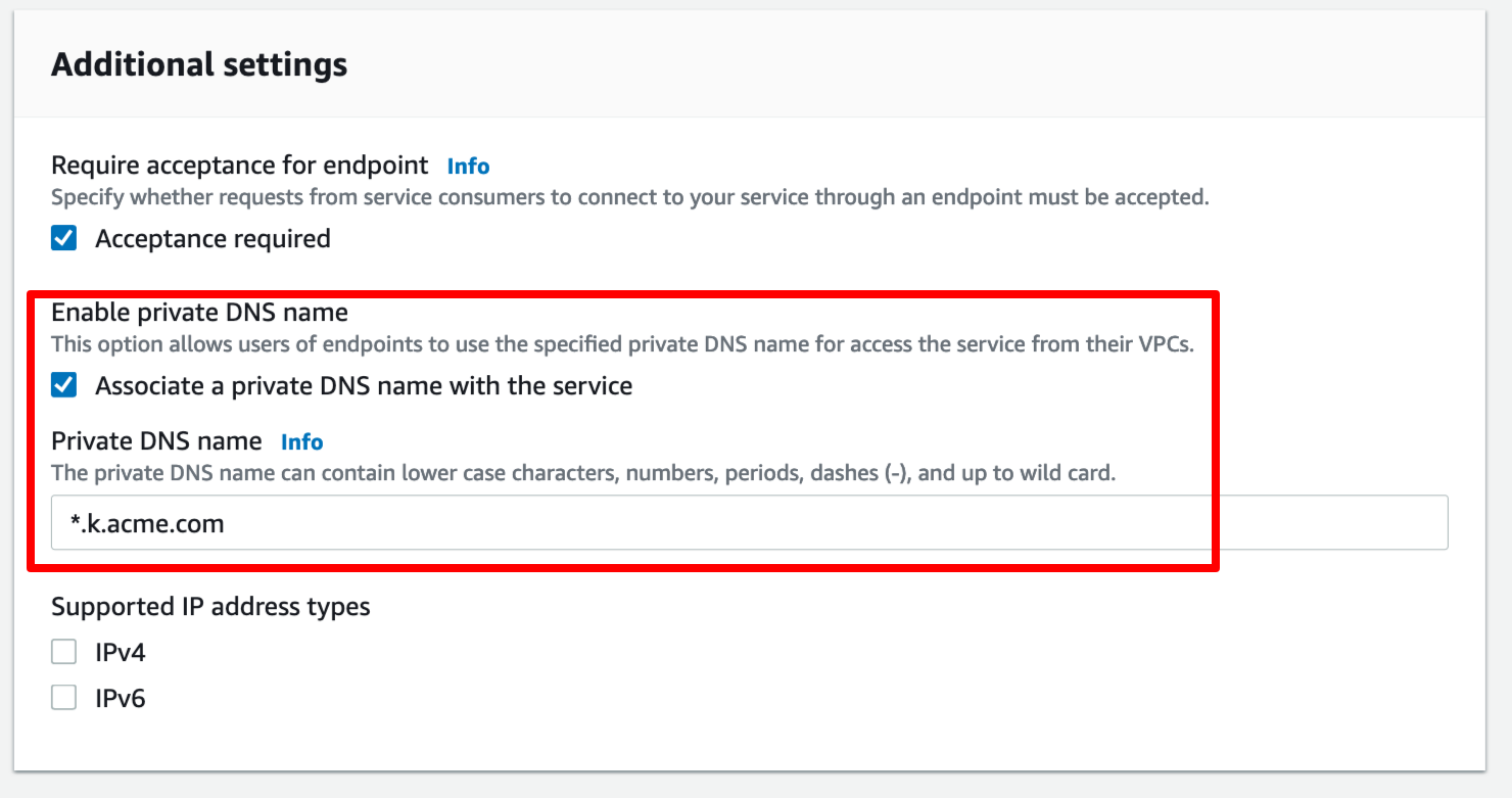 Endpoint Service Private DNS