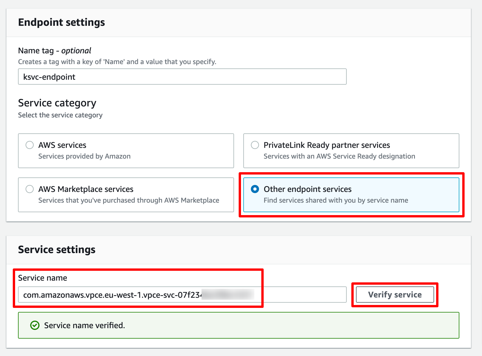 Endpoint Settings