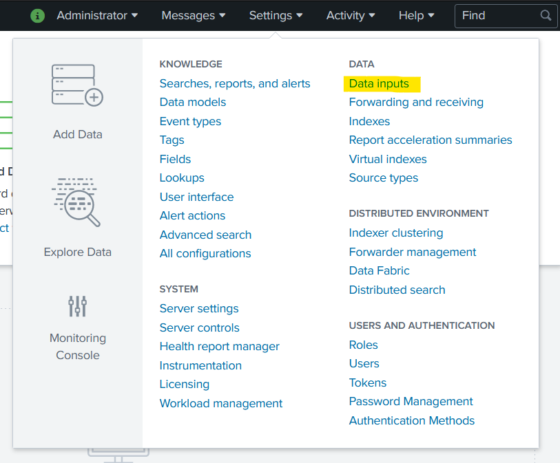 Splunk settings