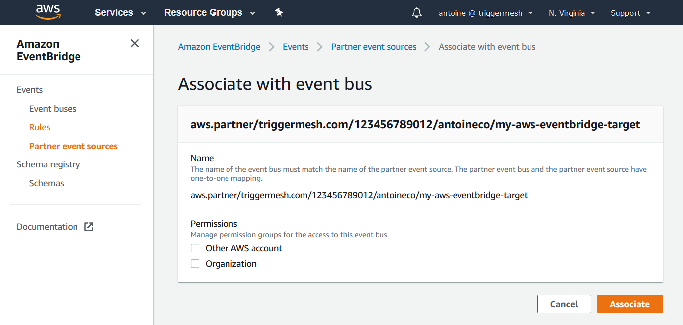 Associate with event bus